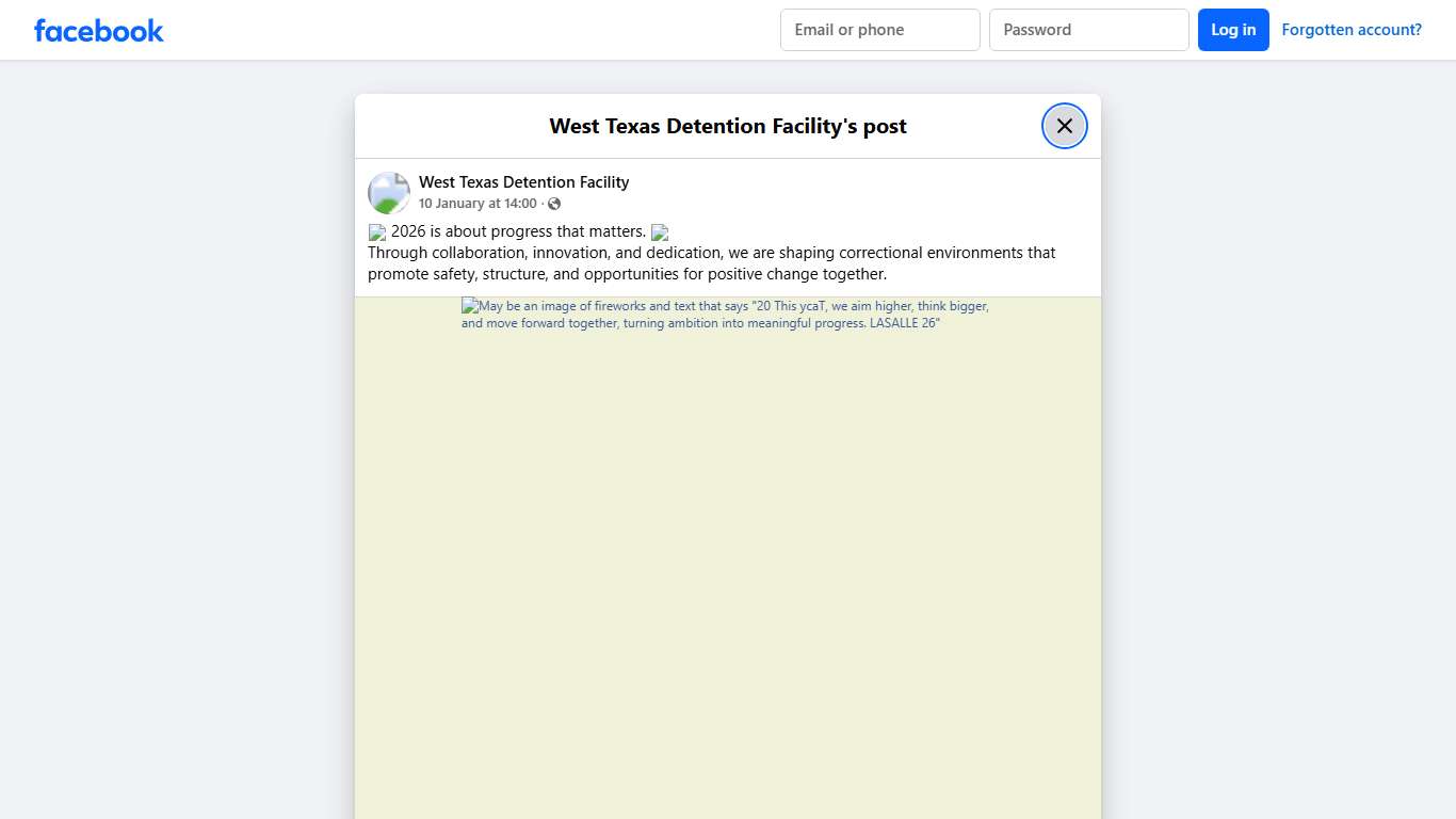 ✨ 2026 is about progress... - West Texas Detention Facility Facebook